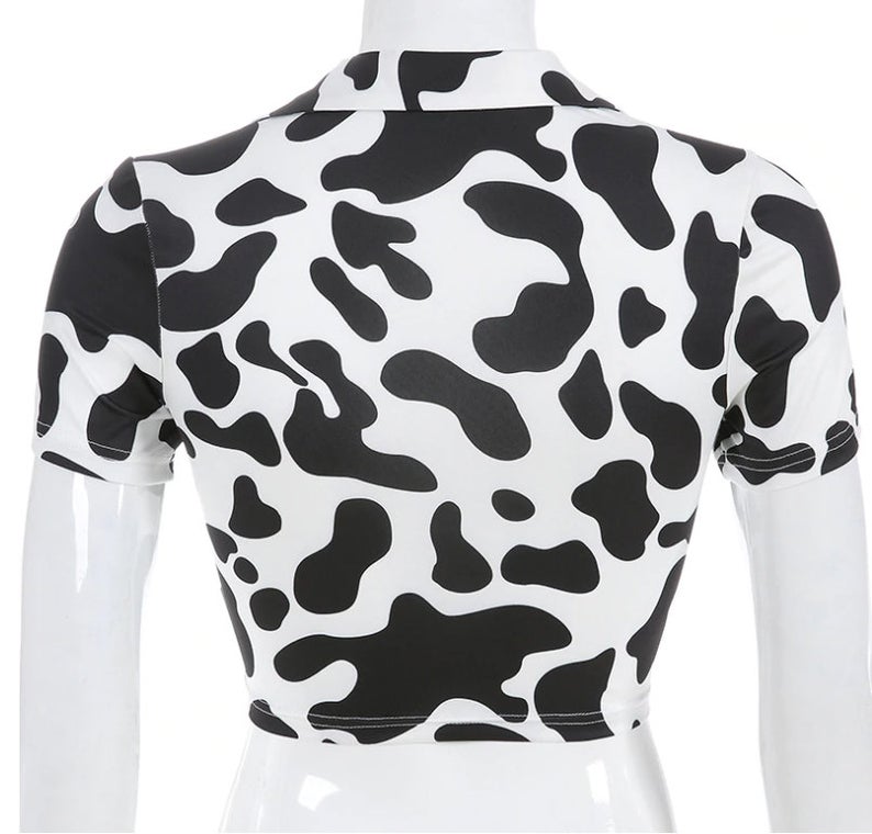 Moo I'm a Cow Print O-Ring Crop Top