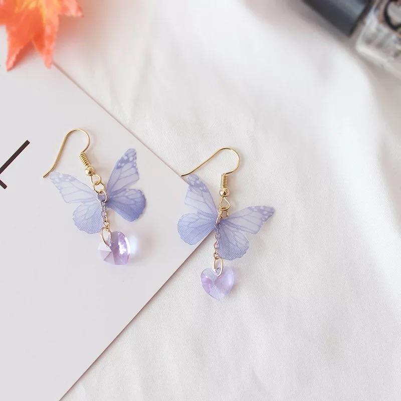 Purple butterfly earrings