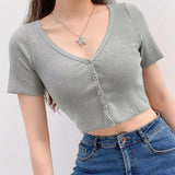 ‘Venus’ button up crop top