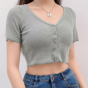 ‘Venus’ button up crop top