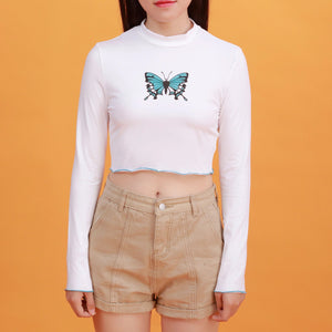 "Blue Butterfly" Crop Top