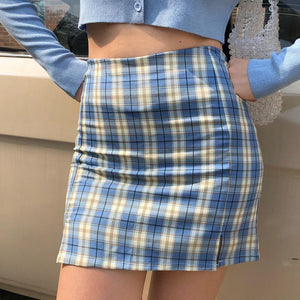 Cara Plaid Skirt // Blue