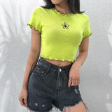 "Lime Flower" Crop Top