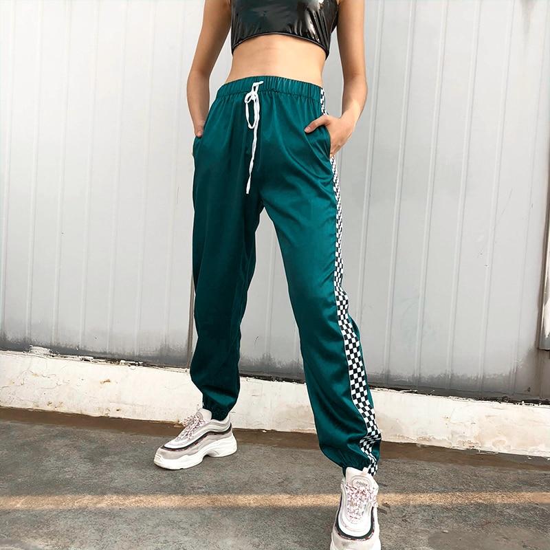 'Jadette' high waist satin sweatpants