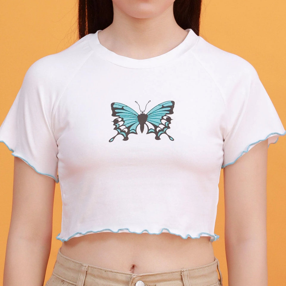 "Blue Butterfly" Crop Top