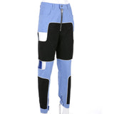 Blue & Black High Waisted Patchwork Sexy Pants