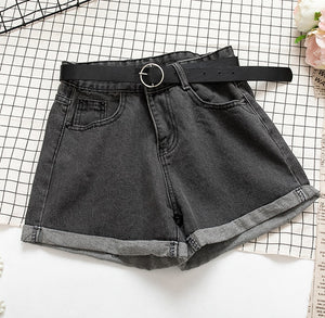 Denim Shorts High Waist Plus Belt