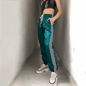 'Jadette' high waist satin sweatpants