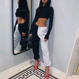 Black And White High Waist Joggers