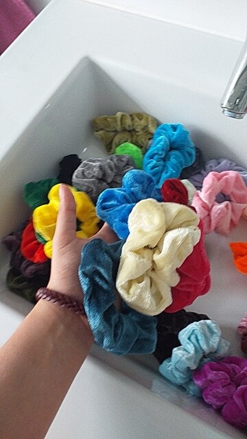 40 pack of velvet feel scrunchies