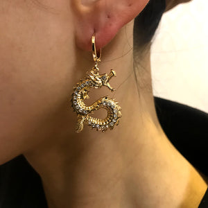 Rhinestone dragon earrings