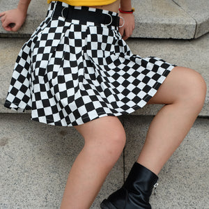 CHECKERED FLOW SKIRT