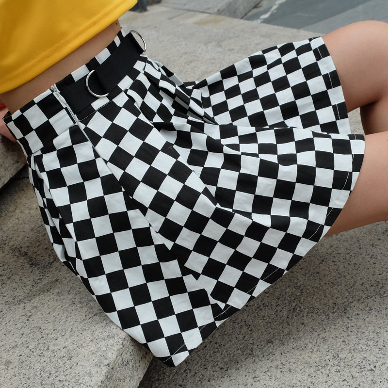 CHECKERED FLOW SKIRT