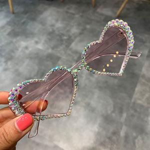 Heart shaped rhinestone sunglasses