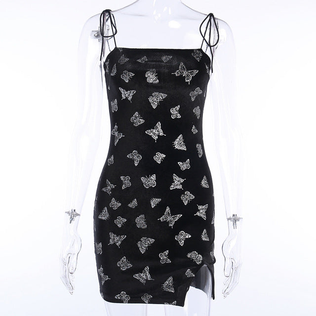 butterfly print mini dress