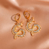 Rhinestone dragon earrings