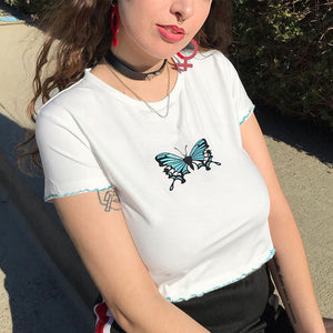 "Blue Butterfly" Crop Top