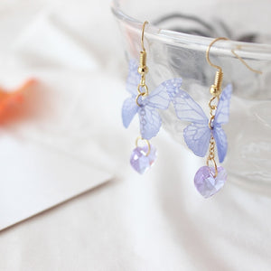 Purple butterfly earrings