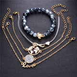 5 Pièces Gold Bar Charm Bracelets